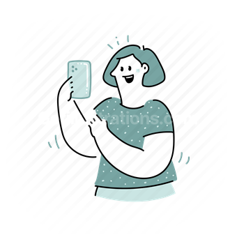 woman, selfie, smartphone, phone, electronic, device